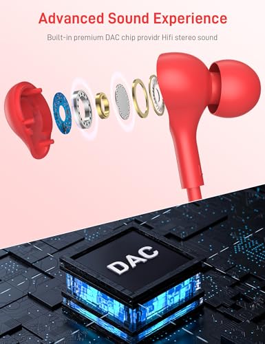 iMangoo for Apple USB C Wired Headphones, Hi-Fi Sound Corded Earbuds, Ergonomic Small in Ear Buds for iPhone 17 Pro Max/17e/16 Plus/16e/15, for Samsung S26/S25 Ultra/for Pixel Type C Earphones Red - Image 3