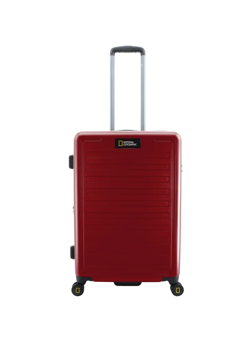 NATIONAL GEOGRAPHIC National Geographic Cruise 100% PC Hardshell Medium Check-In Suitcase Burgundy, Durable Featherweight TSA Combination Lock Travel Luggage, 4 Quite Spinner Wheel Trolley Bag (24 Inch).