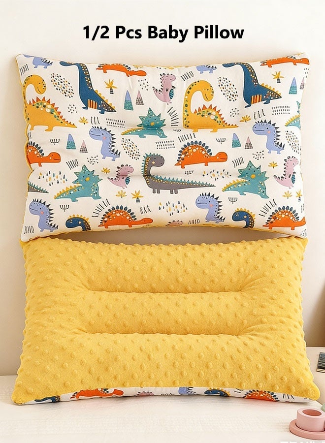Baby Pillow, 1/2 Pcs Cotton Soothing Touch Granular Velvet Pillow, Pure Cotton Pillow Core, Baby Nap Pillow, Cartoon Print Pattern, Active Printing And Dyeing Process, Removable And Washable - Image 1