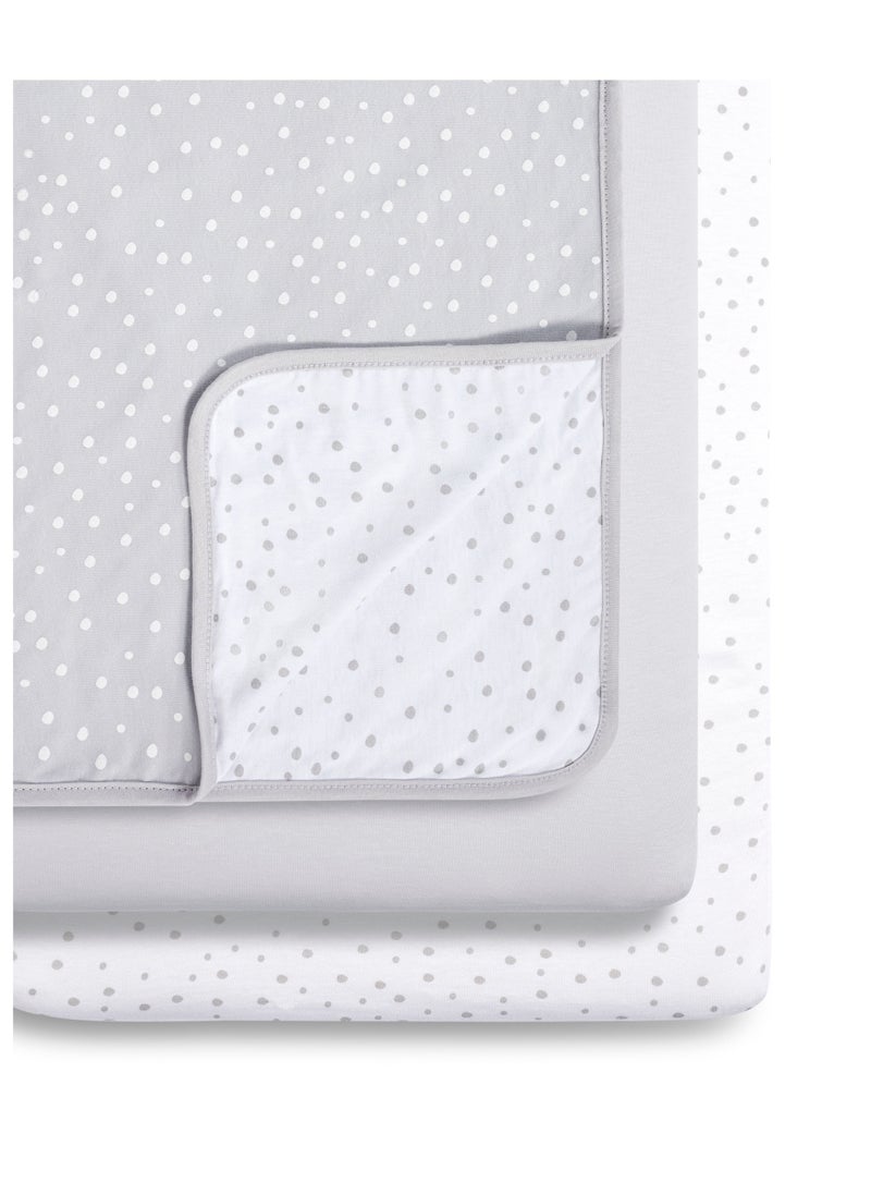 Snuz - 3 Piece Crib Bedding Set Soft Jersey Cotton - Grey Spot 90 x 1 x 45 Cm - Image 1