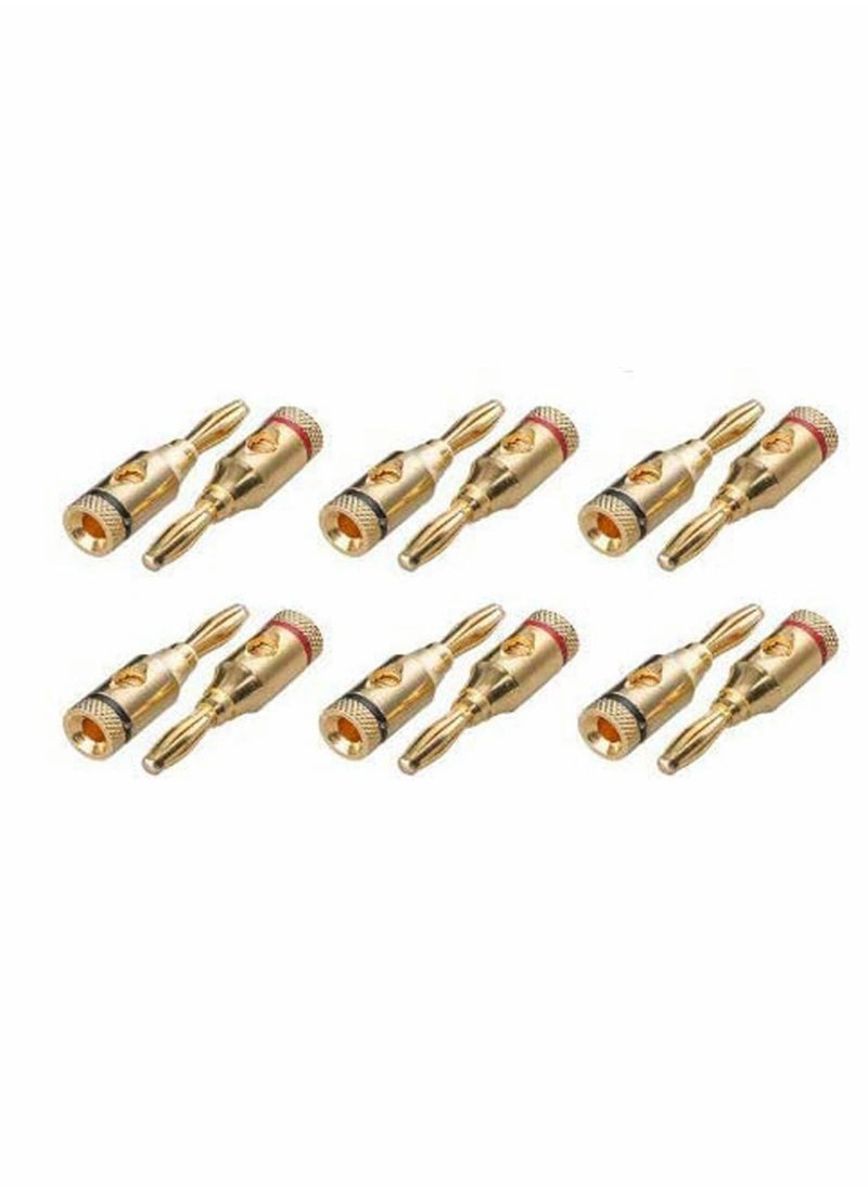 KASTWAVE - Banana Plugs 6 Pairs, Closed Screw 24K Gold Plated Banana Speaker Plug Connectors - Image 1