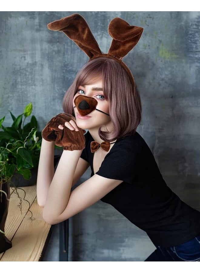 Zhanmai Puppy Dog Tutu Skirt Animal Costume Set Puppy Ears Headband Bow Tie Paw Gloves and Tutu Skirt for Carnival Mardi Gras Party(Dark Brown) - Image 2