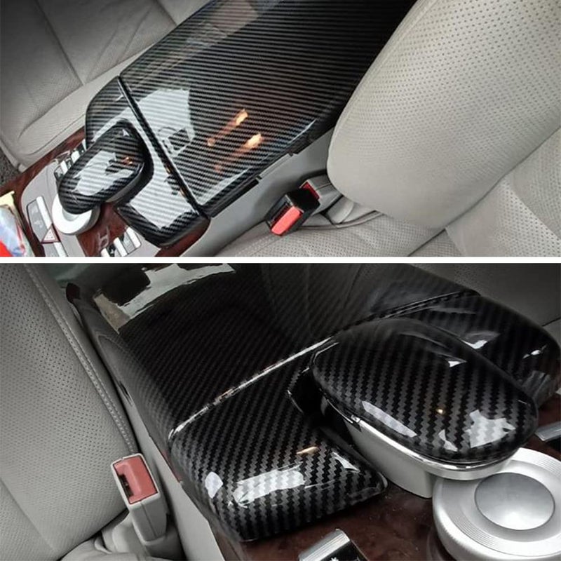 CHUANGHUI for Mercedes-Benz S Class W221 W222 S400 S450 S500 S550 S560 S600 Carbon Fiber Color Car Interior Center Armrest Box Cover Console Box Panel Protective Cover (W221 2008-2013 2PCS) - Image 2