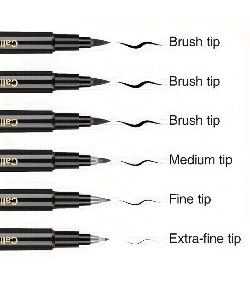 6 Pcs Hand Written Calligraphy Brush Marker Pen Set Soft And Hard Tips 4 Sizes Suitable For Beginners Writing Art Painting Journaling Students Fine Arts - Image 1