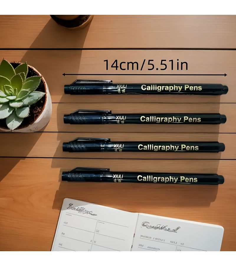 6 Pcs Hand Written Calligraphy Brush Marker Pen Set Soft And Hard Tips 4 Sizes Suitable For Beginners Writing Art Painting Journaling Students Fine Arts - Image 4