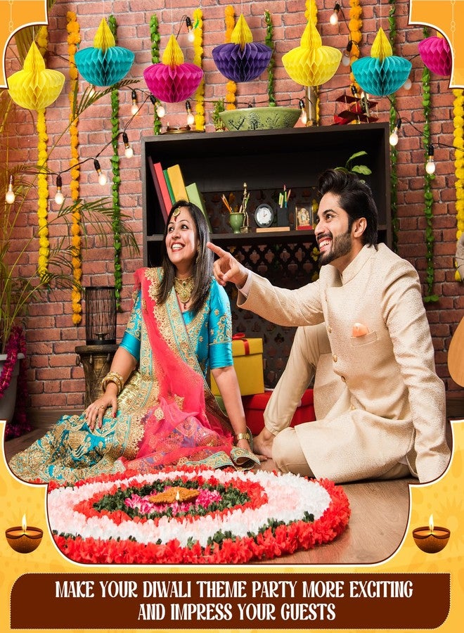 Marspark 20 Pcs Happy Diwali Party Hanging Decoration for Home Diwali Honeycomb Hanging Decorations for Indian Ganesh Diya Deepavali Home Wall Doorway Curtain Decor (Multicolor) - Image 5