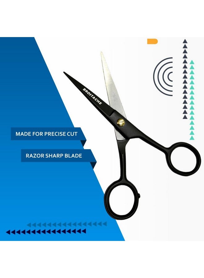 BROSTACHE 5" Beard & Mustache Trimming Scissors For Men, 2 Comb & Travel Carrying Pouch, Hand Forged With Bevel Edge For Precision, Mustache Kit For Men, Extremely Sharp Scissors - Image 2