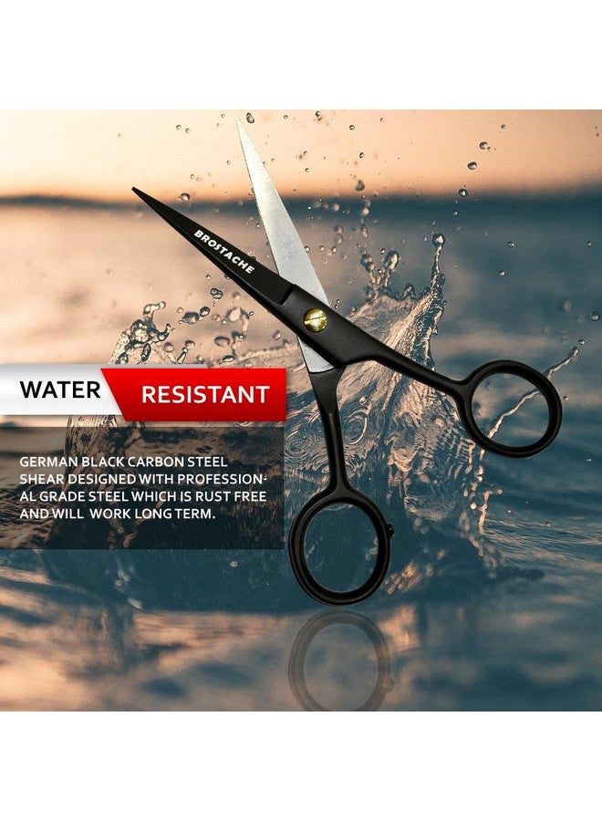 BROSTACHE 5" Beard & Mustache Trimming Scissors For Men, 2 Comb & Travel Carrying Pouch, Hand Forged With Bevel Edge For Precision, Mustache Kit For Men, Extremely Sharp Scissors - Image 3