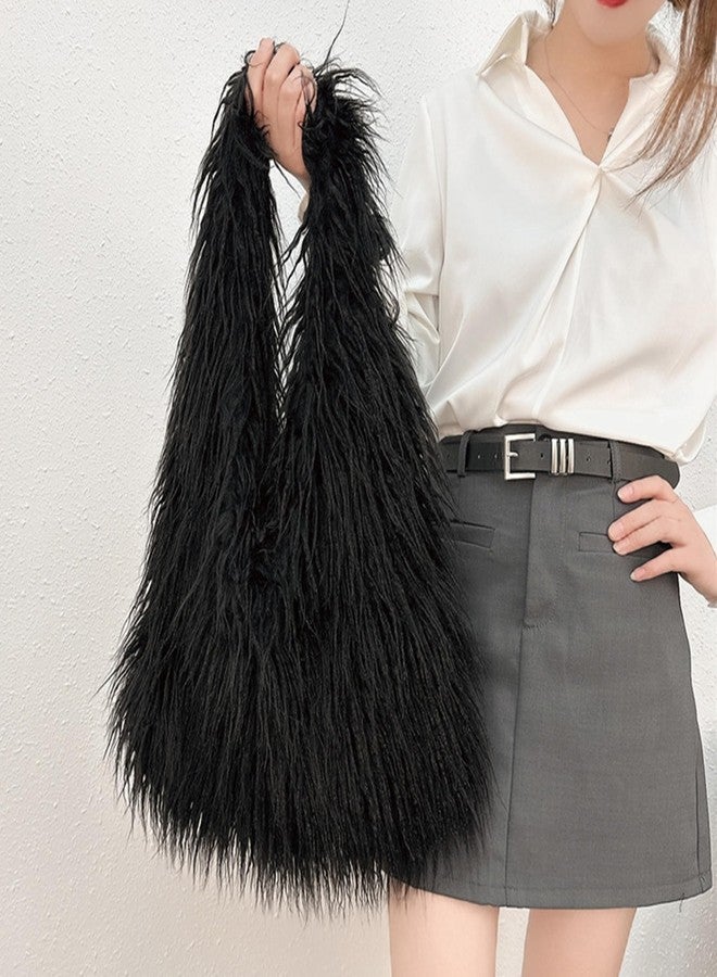 AISI Women Faux Fur Tote Bag Fluffy Plush Shoulder Bags Soft Casual Hobo Bag Big Capacity Shopping Bag - Image 2