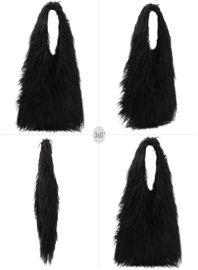 AISI Women Faux Fur Tote Bag Fluffy Plush Shoulder Bags Soft Casual Hobo Bag Big Capacity Shopping Bag - Image 5