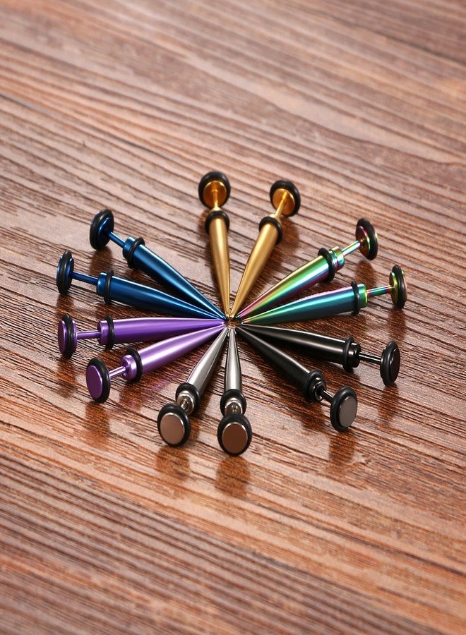 Cupimatch 6 Pairs 16G Stainless Steel Taper with O ring Stud Earring Illusion Fake Gauge Ear Plug Piercing Earrings Sets 8mm (5 mm) - Image 5