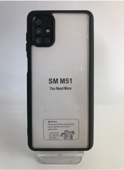 جولدن ماسك لهاتف سامسونج جالاكسي ام 51 (Samsung Galaxy M51) جراب حافظة مع عدسة كاميرا واقية وإطار اسود