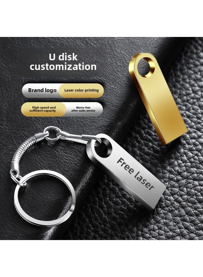 U Disk Custom 32G Lettering 16G Creative Metal USB Gift U Disk High Speed 128G U Disk 64g-Color:Golden 2.0-Capacity:4GB - Image 2