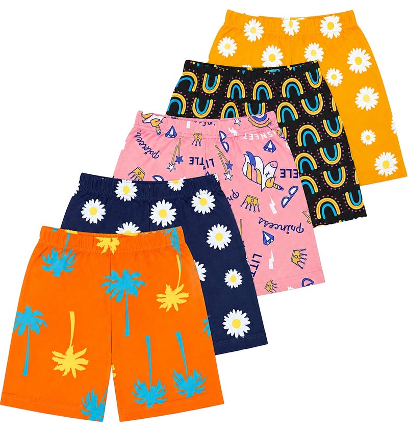 T2F Girls Cotton Printed Shorts(Pack of 5) - Image 5