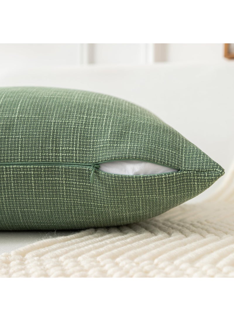K KEVIN TEXTILE Kevin Textile Set of 2 Sage Green Pillow Covers 16 x 16 Inch Farmhouse Boho Decorative Throw Pillow Covers Linen Cushion Covers for Sofa Couch D?cor  - Image 3
