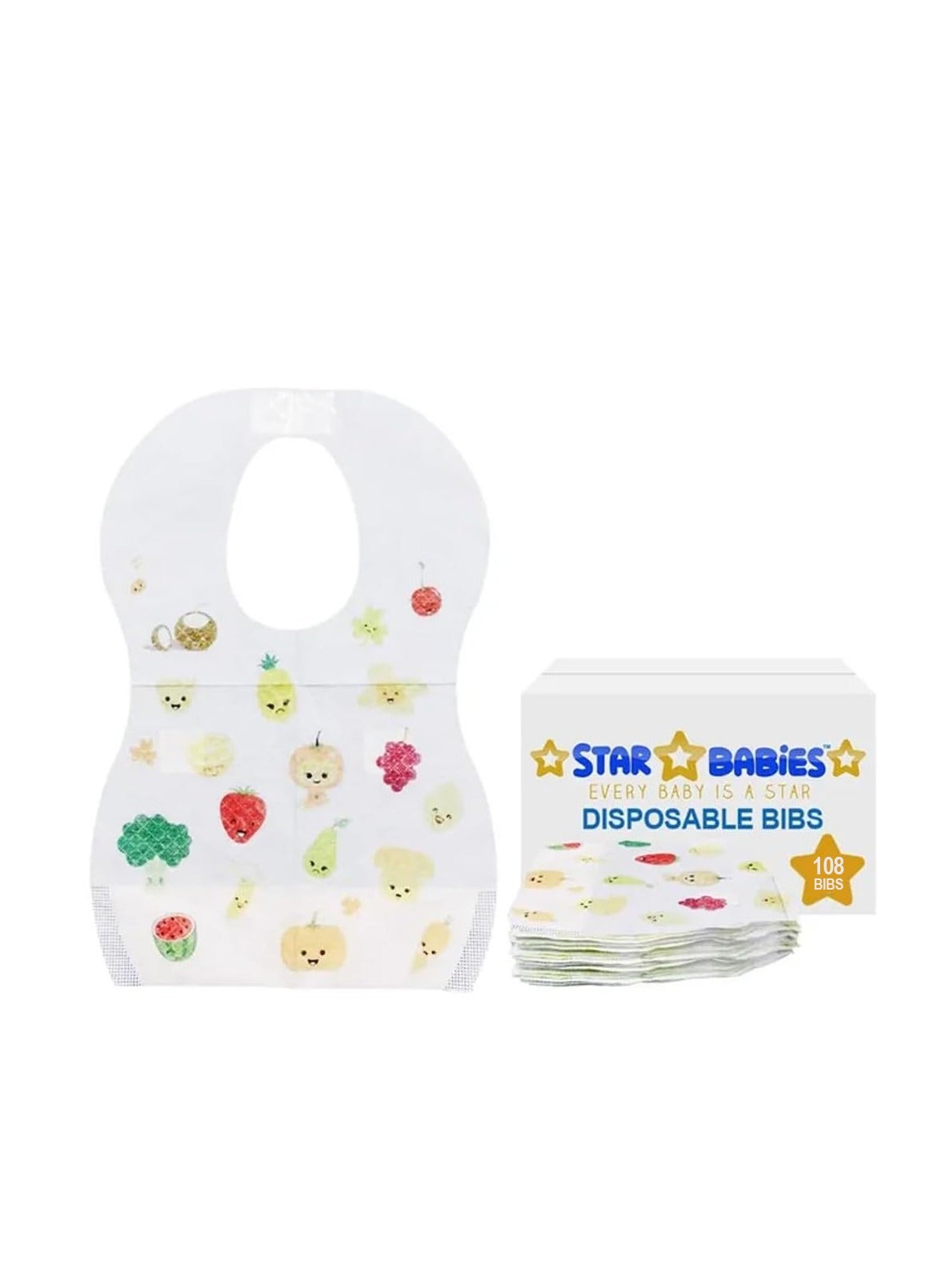 STAR BABiES Disposable Bibs Pack of 108-Fruits