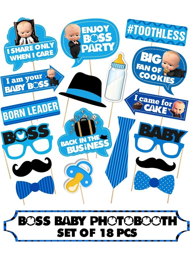 Zyozique 18 Pieces Boss Baby Props for Birthday/Boss Baby Props/Boss Baby Birthday Photo Booth Props 18 Pieces with Wooden Sticks for Boss Baby Birthday Party Decorations, Baby Boss Party Supplies - Image 2
