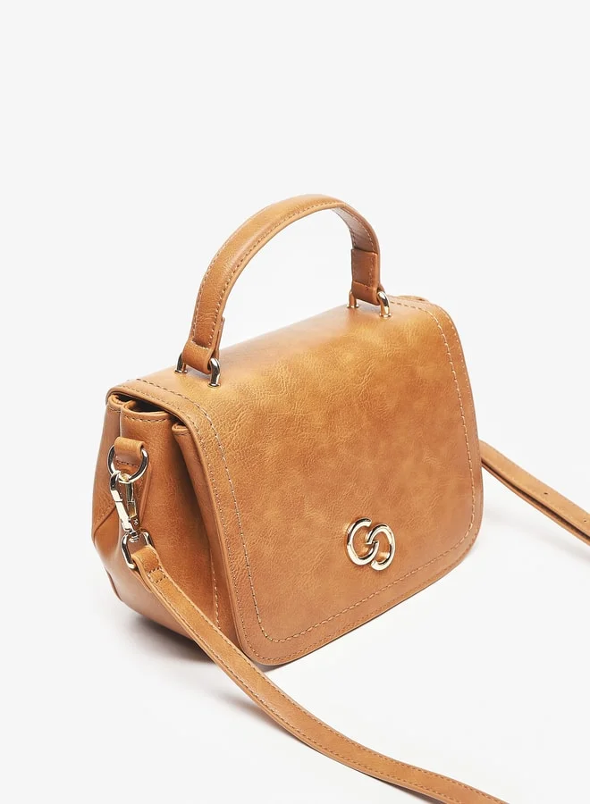 Celeste Women's Solid Satchel Bag with Top Handle and Button Closure