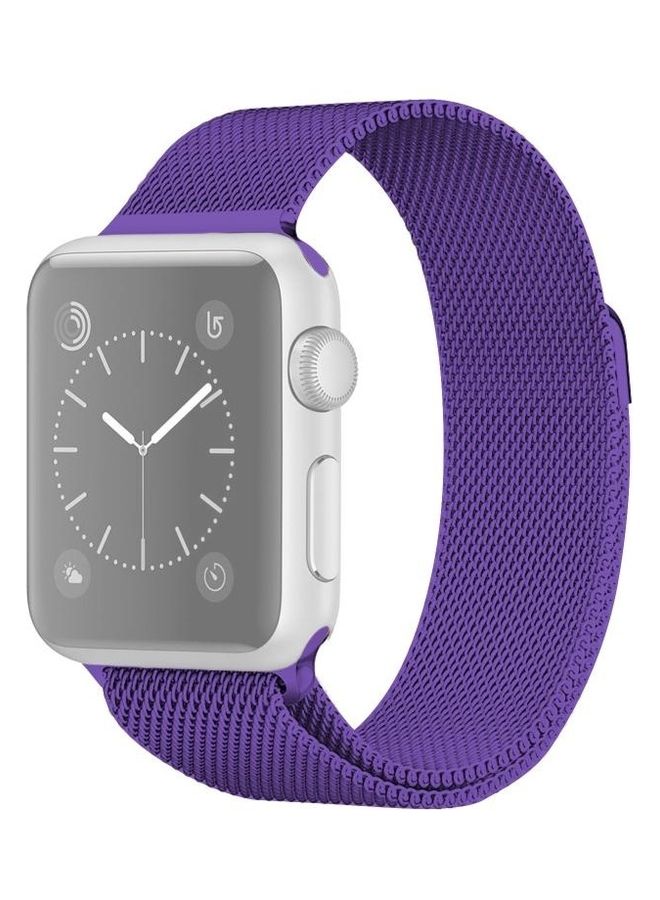 NIBEMINENT Milanese Loop Magnetic Stainless Steel Watchband For Apple Watch Series 6/SE/5/4 40mm - 3/2/1 38mm Bright Purple - Image 1