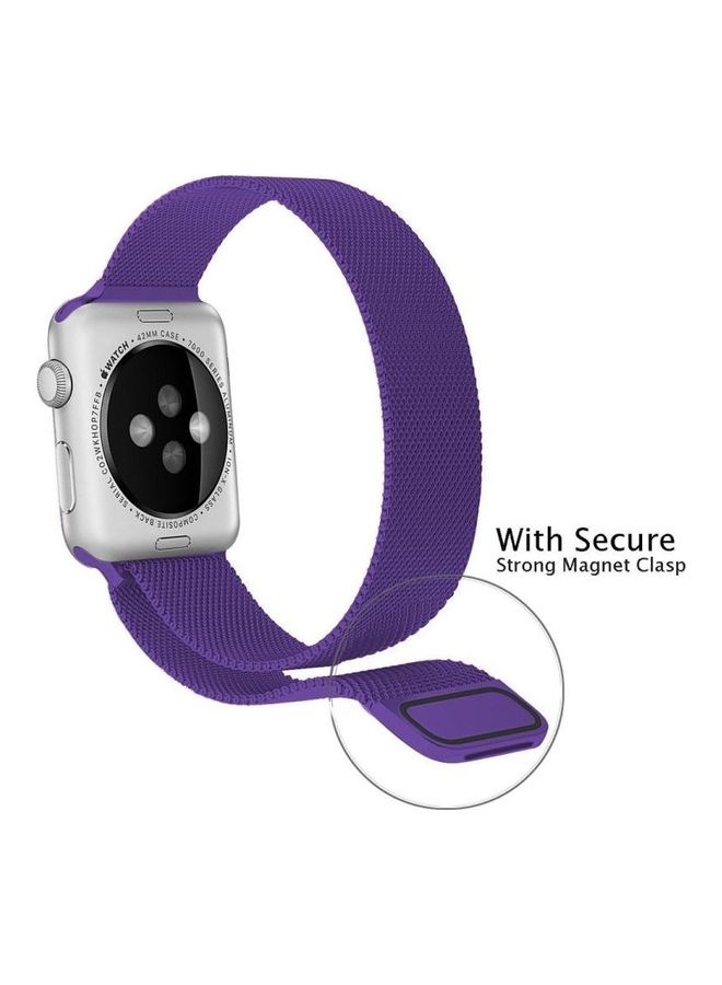 NIBEMINENT Milanese Loop Magnetic Stainless Steel Watchband For Apple Watch Series 6/SE/5/4 40mm - 3/2/1 38mm Bright Purple - Image 5