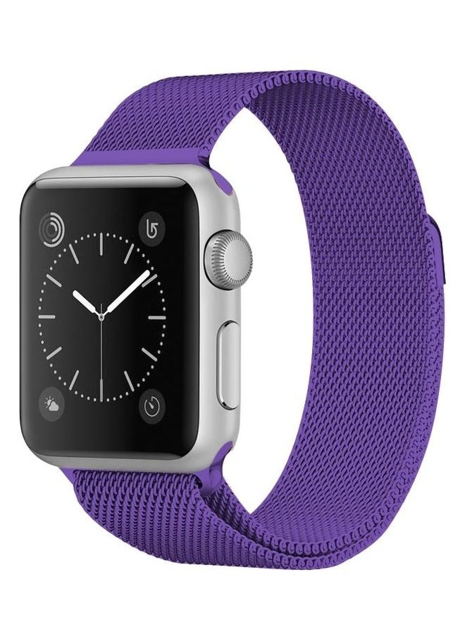 NIBEMINENT Milanese Loop Magnetic Stainless Steel Watchband For Apple Watch Series 6/SE/5/4 40mm - 3/2/1 38mm Bright Purple - Image 3