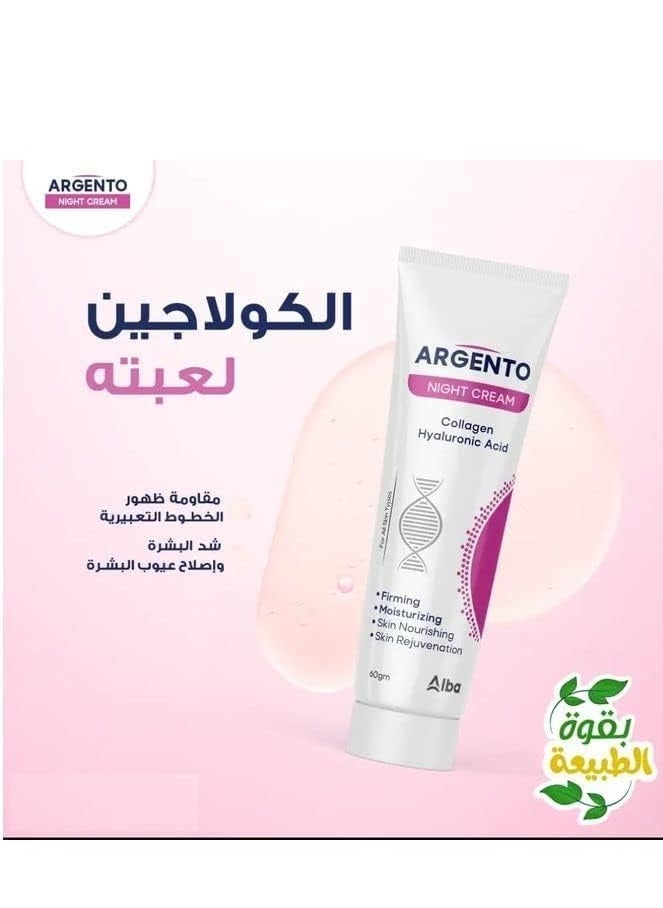 ARGENTO Night Cream Collagen & Hyaluronic Acid 60gm  - Image 2