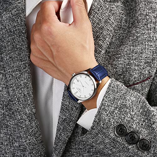MORANO Moran Quick Release Leather Watch Bands Deployment Butterfly Buckle 18mm 20mm 22mm 24mm Blue Black Brown Calfskin Replacement Watch Strap for Men & Women - Image 3
