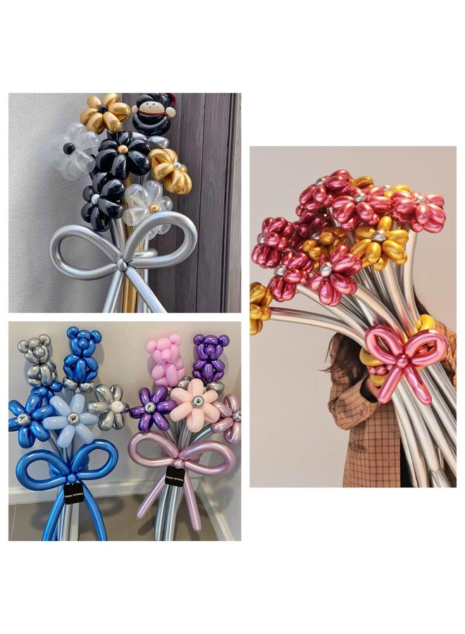 يُسلِّم 100 قطعة من البالونات المعدنية متعددة الألوان، بالونات لاتكس طويلة ورفيعة لبالونات الحيوانات، بالونات عالية الجودة للمبتدئين في صنع البالونات وديكورات حفلات الكرنفال - Image 5