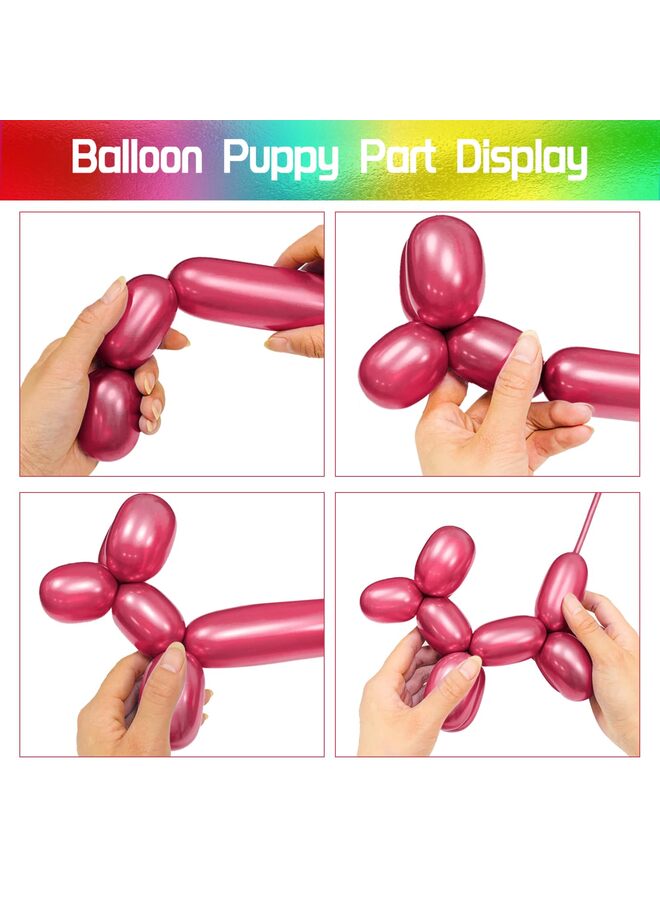 يُسلِّم 100 قطعة من البالونات المعدنية متعددة الألوان، بالونات لاتكس طويلة ورفيعة لبالونات الحيوانات، بالونات عالية الجودة للمبتدئين في صنع البالونات وديكورات حفلات الكرنفال - Image 3