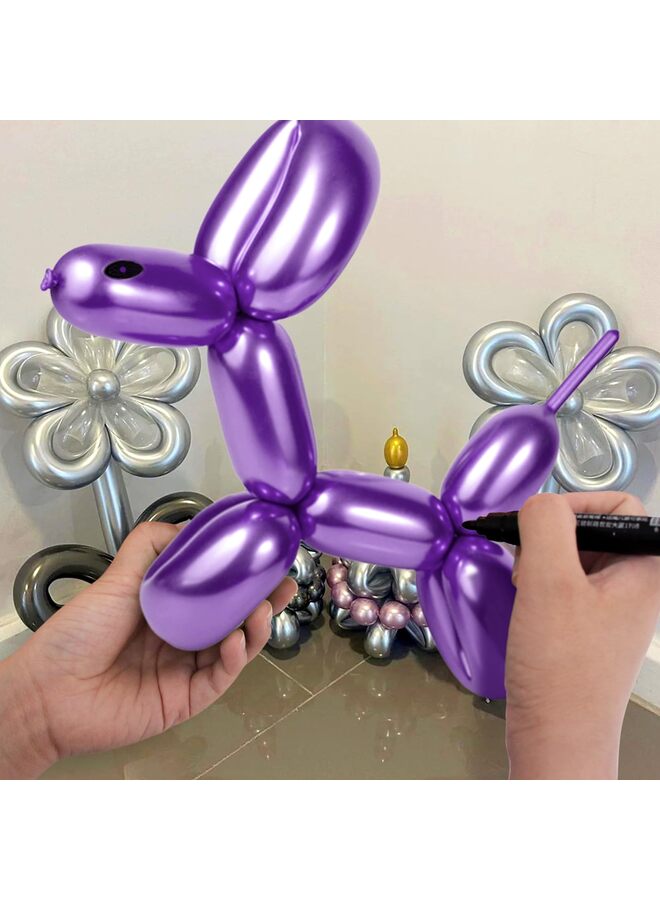 يُسلِّم 100 قطعة من البالونات المعدنية متعددة الألوان، بالونات لاتكس طويلة ورفيعة لبالونات الحيوانات، بالونات عالية الجودة للمبتدئين في صنع البالونات وديكورات حفلات الكرنفال - Image 4