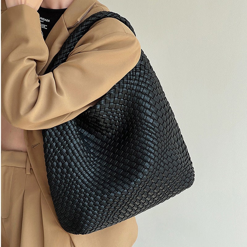 Woven Bag Women'S Shoulder Bag Large Capacity Vegetable Basket Bag Shopping Bag Commuter Bag Women'S All-Match Bag - Image 4