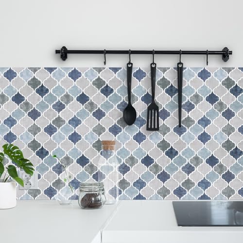 WalDecoo Arabesque Peel and Stick Backsplash for Kitchen Thicker Design 3D Self Adhesive Wall Tile 12x12 Peel and Stick Wall Tiles 10Sheet Stick on Tiles for Kitchen and Bathroom Mix Blue - Image 3