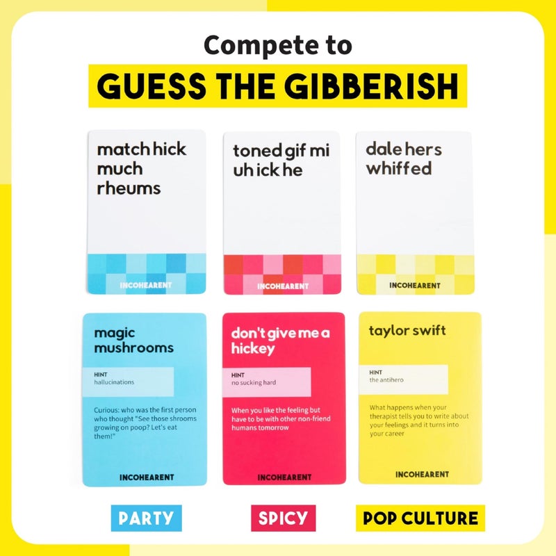 WHAT DO YOU MEME? Incohearent, The Guess The Gibberish Party Game By Relatable, A Funny Card Game For Adults, Includes 400 Cards, Instructions, And 1 Sand Timer, Fun for Friendsgiving, or a White Elephant Gift - Image 3
