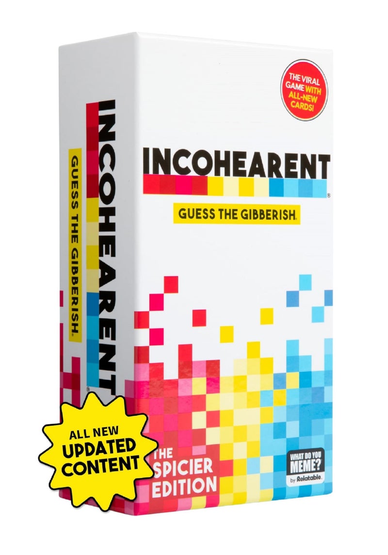 WHAT DO YOU MEME? Incohearent, The Guess The Gibberish Party Game By Relatable, A Funny Card Game For Adults, Includes 400 Cards, Instructions, And 1 Sand Timer, Fun for Friendsgiving, or a White Elephant Gift - Image 1