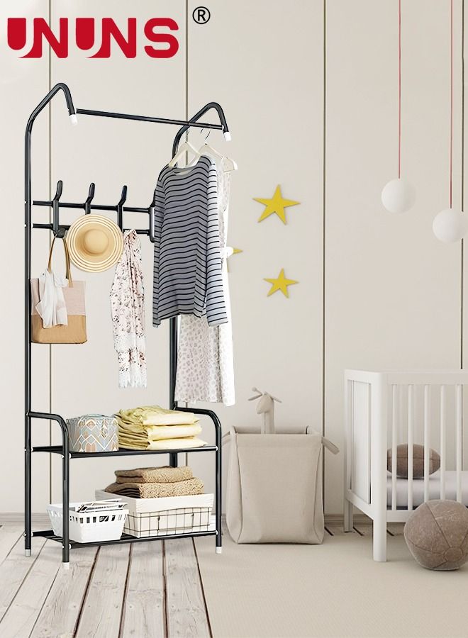 UNUNS Coat Rack Freestanding With 2 Tier Shoe Rack,Hall Tree Lightweight Metal Shoe Rack Organizer,Multifunctional Coat Hanger Stand,Shoe Shelf For Apartment Bedroom Dorm And Entryway,Black - Image 5