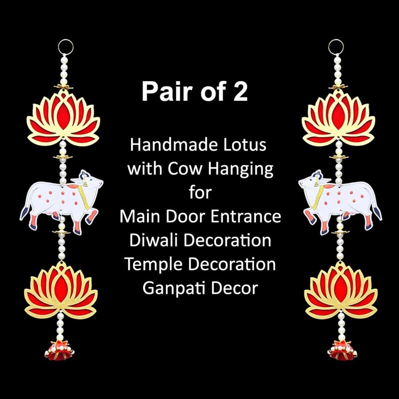 Saugat Traders Saugat Traders Cow Pichwai With Lotus Wall Hanging for Home Decor Pooja Room Main Door Entrance Traditional Floral Set - Image 2