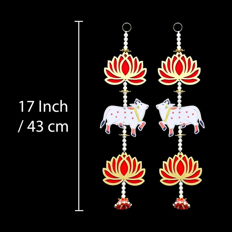 Saugat Traders Saugat Traders Cow Pichwai With Lotus Wall Hanging for Home Decor Pooja Room Main Door Entrance Traditional Floral Set - Image 3