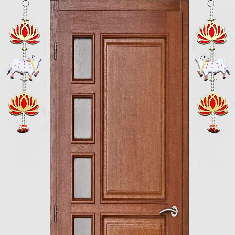 Saugat Traders Saugat Traders Cow Pichwai With Lotus Wall Hanging for Home Decor Pooja Room Main Door Entrance Traditional Floral Set - Image 5