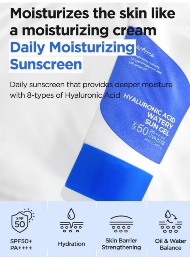 ISNTREE Hyaluronic Acid Watery Sun Gel 50ml, Suncream Spf50 Pa++++, Hydrating Gel Texture, Replenishes Moisture,Sunscreen And Whitening, Suitable For All Skin Types With Sunscreen - Image 2