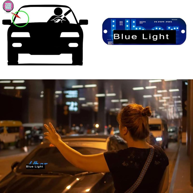 Car Led Sign 18.2 X 11 Cm Blue - Easy Plug And Play Installation Enhanced Road Presence Windshield Light for All 5V Cars Trucks SUVs RVs Ride-hailing Drivers - Image 5