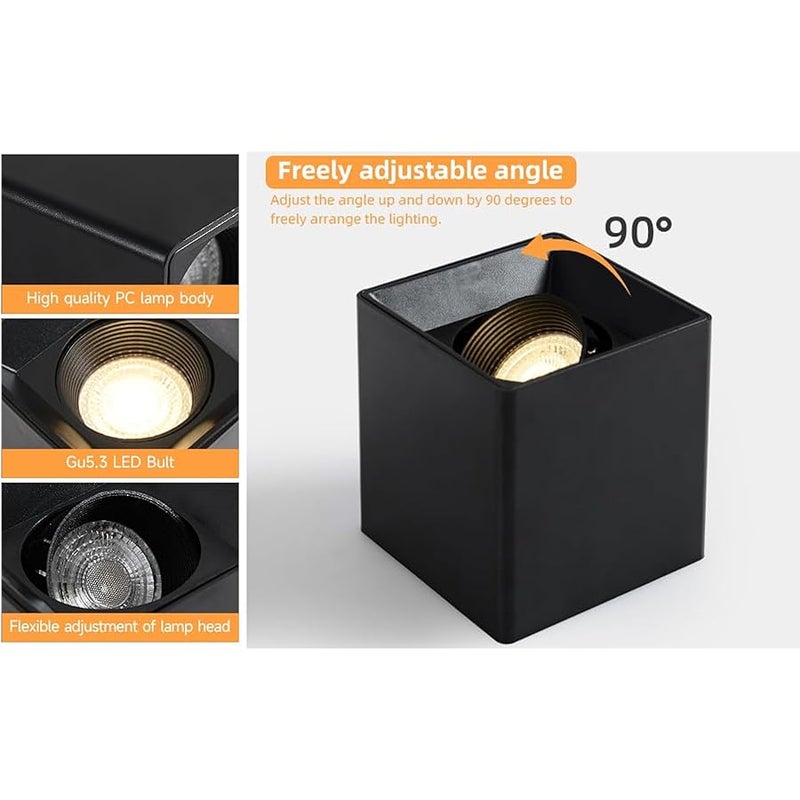 V.nice LED Ceiling Spotlight GU10/GU5.3 Surface Mounted Light Fixture, Polycarbonate Housing, 35W Max, Indoor Wall & Ceiling Lamp for Hallway Kitchen Bedroom – 2 Styles (No Bulb Included) - Image 4