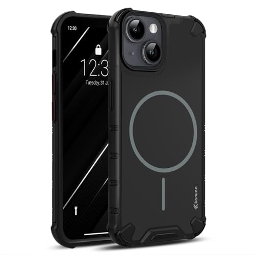 KARWAN®? Rugged Magnetic Slim Back Case Cover for iPhone 14 Plus (6.7-Inch-) Heavy Duty |Dual-Layer Armor Protection| Shockproof Edge Guard iPhone 14 Plus Mobile Phone Back Cover [Matte Back] [Black] - Image 1