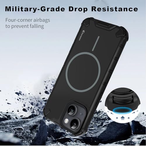 KARWAN®? Rugged Magnetic Slim Back Case Cover for iPhone 14 Plus (6.7-Inch-) Heavy Duty |Dual-Layer Armor Protection| Shockproof Edge Guard iPhone 14 Plus Mobile Phone Back Cover [Matte Back] [Black] - Image 4