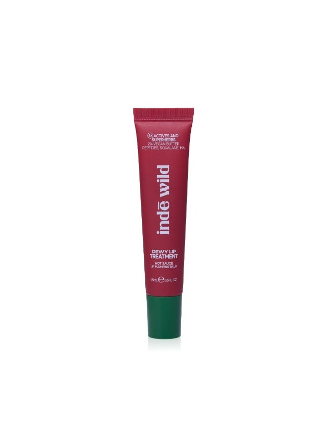 indē wild Dewy Lip Treatment Hot Sauce | Red Tint | Non-Sticky | Lip tint, balm, plumper all-in-1 | Overnight Repair Vegan Lip Balm & Moisturizer | Lasts for 8+ hour | With Natural Desi Ghee, Shea Butter, Squalane & Hyaluronic Acid | Hydrating Korean Formulation | 15ml - Image 1