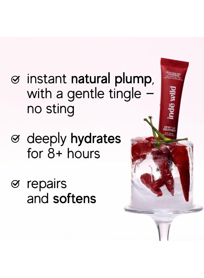 indē wild Dewy Lip Treatment Hot Sauce | Red Tint | Non-Sticky | Lip tint, balm, plumper all-in-1 | Overnight Repair Vegan Lip Balm & Moisturizer | Lasts for 8+ hour | With Natural Desi Ghee, Shea Butter, Squalane & Hyaluronic Acid | Hydrating Korean Formulation | 15ml - Image 4