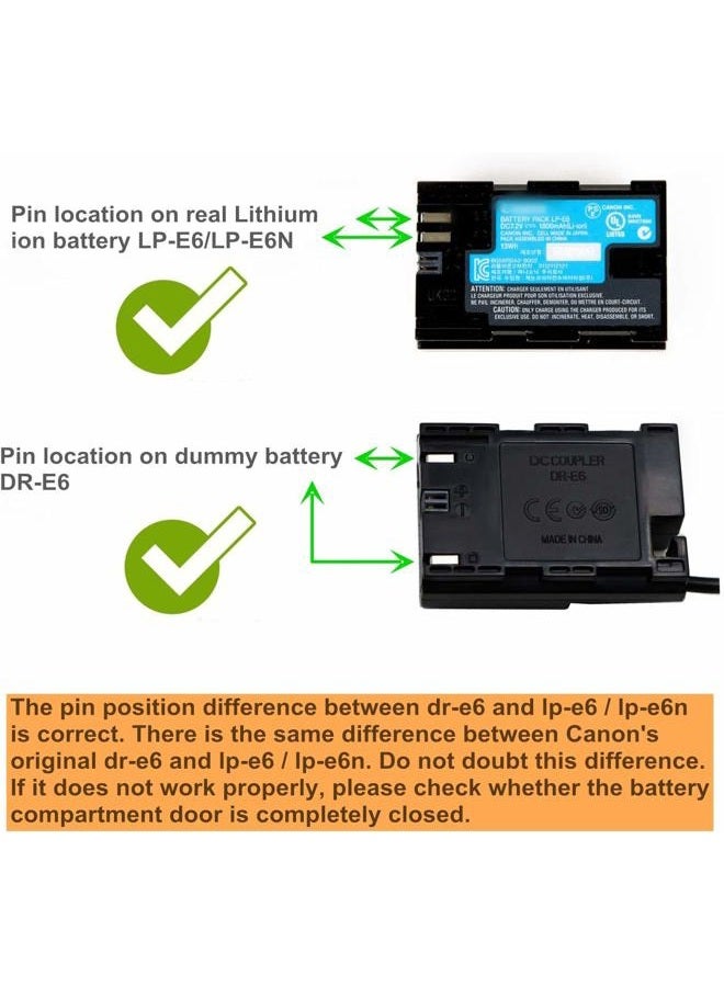 Tengdaxing ACK-E6 Continuous Power Adapter LP-E6/E6N Dummy Battery for Canon EOS 5Ds, 5Ds R, 5D II III IV, 6D, 6D Mark II,7D, 7D Mark II, 60D, 60Da, 70D, 80D, 90D, R, R5, R6, R6 Mark II, R7 Cameras - Image 5