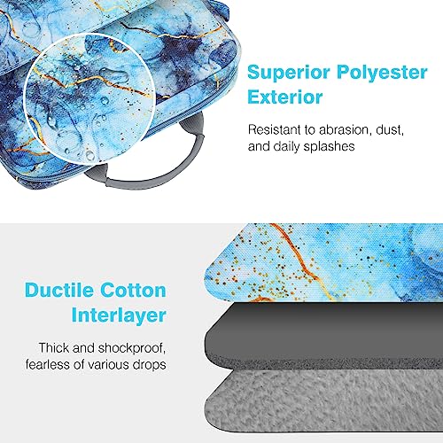 Dadanism 9-11 Inch Tablet Sleeve Bag Carrying Case with Shoulder Strap for iPad (A16) 11", iPad 10th Gen 10.9", iPad Air M4/Pro M5 11", iPad 9/8/7th 10.2", Galaxy Tab A11+ Plus 11", Marble Blue - Image 5