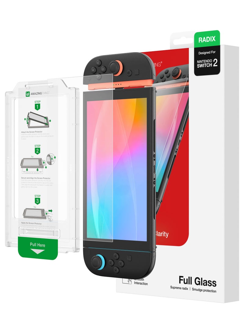 AMAZINGthing Nintendo Switch 2 Radix Clear Glass Screen Protector - Ultra Clarity  - Image 1
