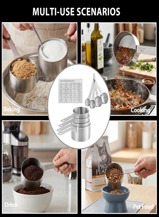 OLULU Measuring Cups Set,OLULU 18/8 Stainless Steel 8-Piece Metal Measuring Cups, Professional Measuring Cups for Home Kitchen Baking and Cooking. - Image 4