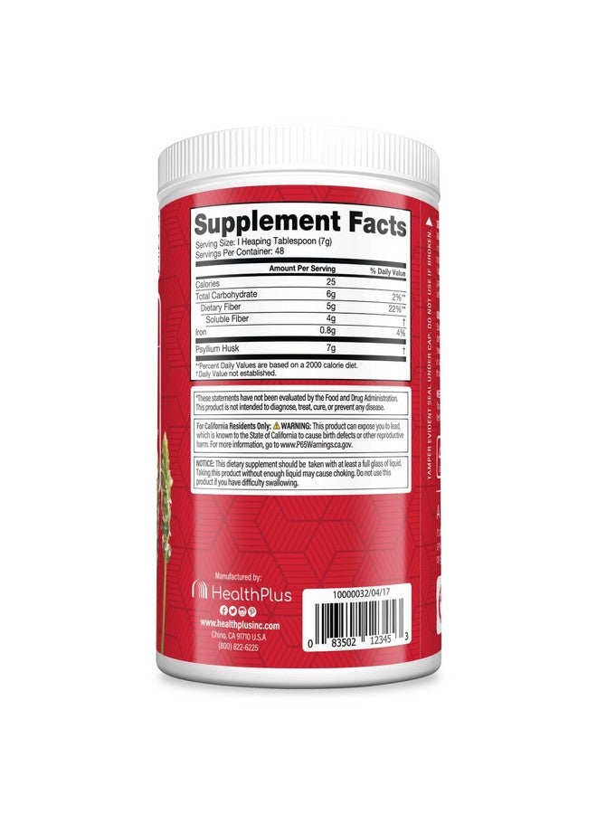 Health Plus Colon Cleanse - Natural Daily Fiber Powder- Gluten Free, Detox, Heart Healthy (12 Ounces, 48 Servings) - Image 1
